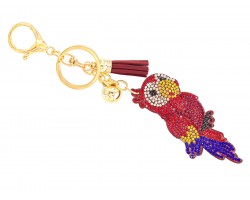 Multi Crystal Parrot Puffy Keychain.