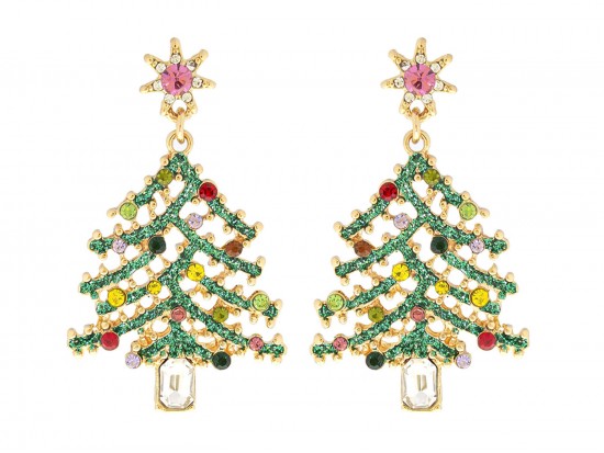 XMAS Crystal Tree Dangle Post Earrings