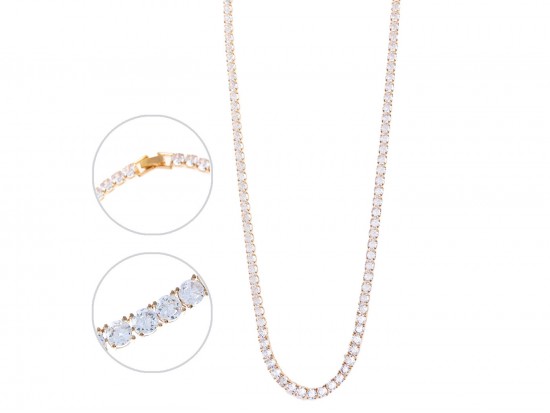 Gold Crystal 6mm Tennis Necklace Gold Crystal 6mm Tennis Necklace