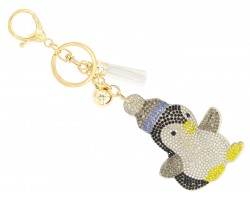 Crystal Penguin Cap Puffy Keychain