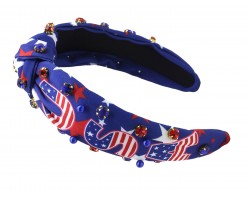 Blue USA Flag Theme Jewel Knot Headband