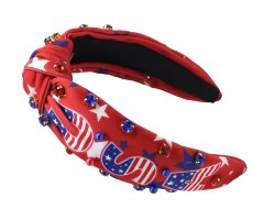 Red USA Flag Theme Jewel Knot Headband