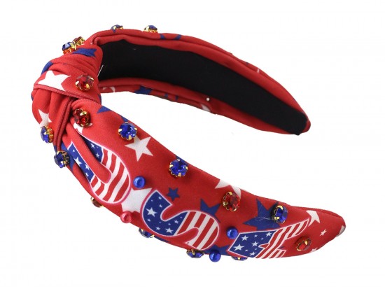 Red USA Flag Theme Jewel Knot Headband