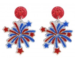 4th July Fireworks Glitter Post Earrings