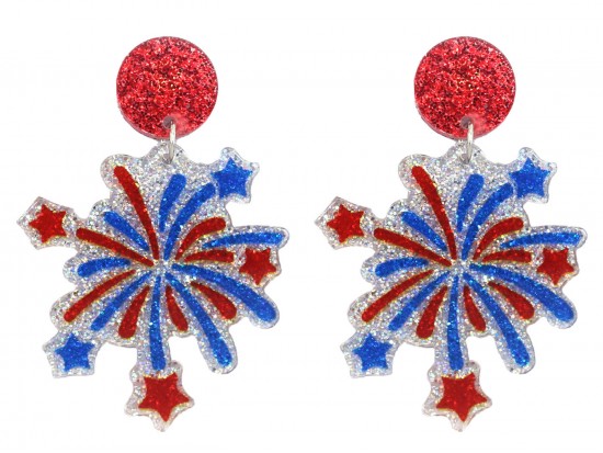 4th July Fireworks Glitter Post Earrings