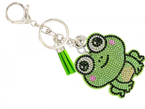 Green Crystal Love Frog Puffy Keychain Green Crystal Love Frog Puffy Keychain