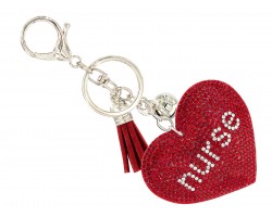 Red Crystal Heart Love Nurse Puffy Keychain