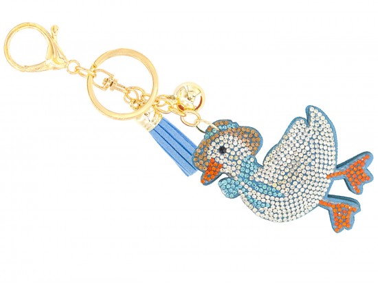 Aqua White Crystal Vintage Duck Puffy Keychain Aqua White Crystal Vintage Duck Puffy Keychain