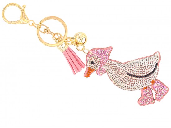 Pink White Crystal Vintage Duck Puffy Keychain Pink White Crystal Vintage Duck Puffy Keychain