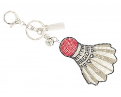White Crystal Shuttlecock Puffy Keychain
