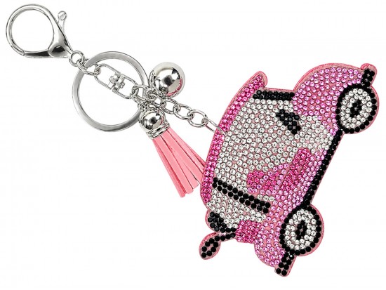 Pink Crystal Golf Cart Puffy Keychain Pink Crystal Golf Cart Puffy Keychain