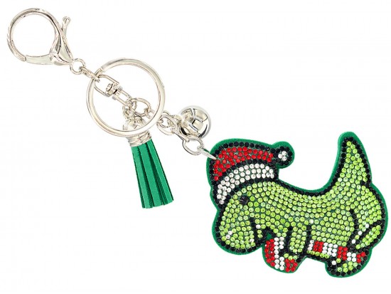 Green Crystal Christmas Dino Puffy Key Chain Green Crystal Christmas Dino Puffy Key Chain