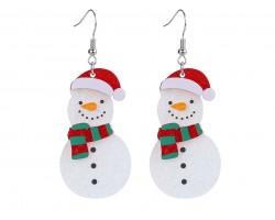 Christmas Glitter Snowman Hook Earrings