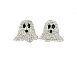 Silver Clear Crystal Ghost Dangle Post Earrings