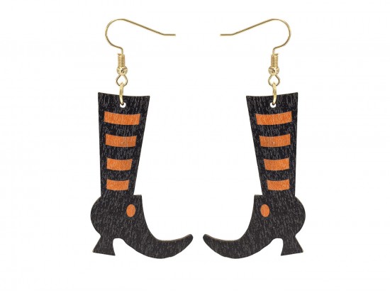 Black Witch Boots Hook Earrings