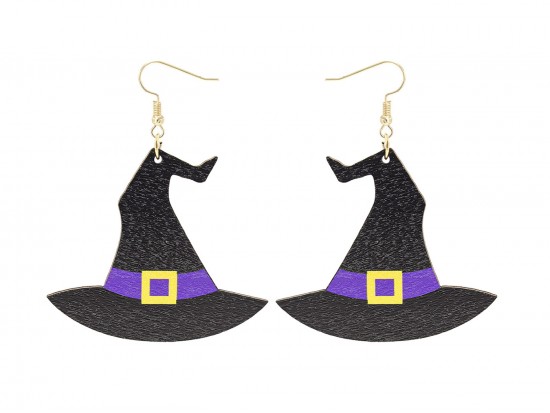 Black Witch Hat Hook Earrings