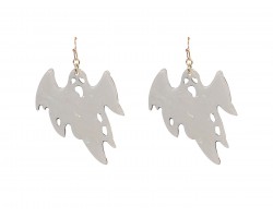 White Ghost Gold Hook Earrings