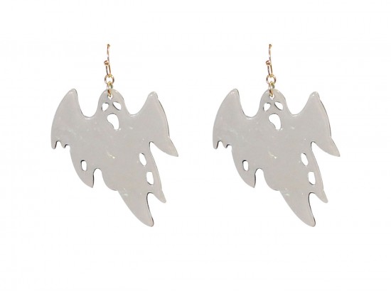 White Ghost Gold Hook Earrings