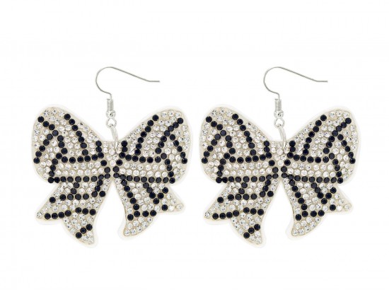 White Crystal Volleyball Bow Puffy Earrings White Crystal Volleyball Bow Puffy Earrings