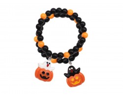 Orange Black Halloween Theme Charm Bracelet 2pc Set