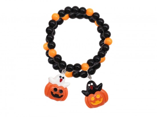Orange Black Halloween Theme Charm Bracelet 2pc Set Orange Black Halloween Theme Charm Bracelet 2pc Set