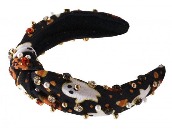 Black Halloween Theme Knot Headband Black Halloween Theme Knot Headband