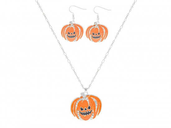 Orange Jack-O'lantern Pendant Necklace Set Orange Jack-O'lantern Pendant Necklace Set