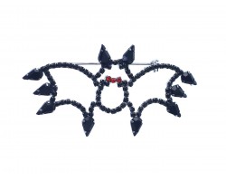 Black Crystal Halloween Bat Bar Pin Brooch.