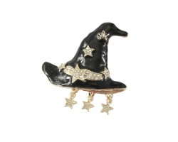 Black Witch Hat Halloween Bar Pin Brooch