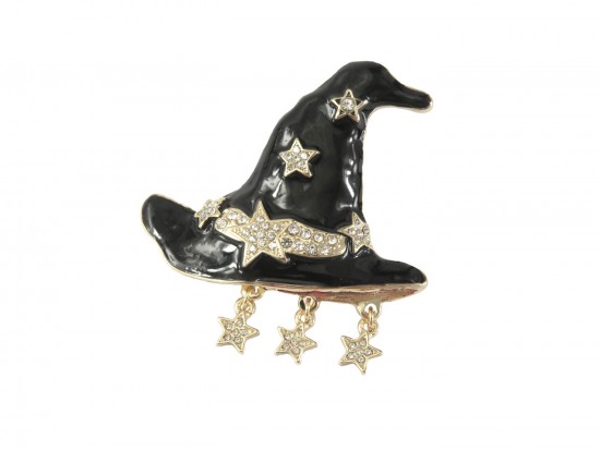 Black Witch Hat Halloween Bar Pin Brooch