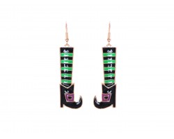 Green Witch Legs Halloween Hook Earrings