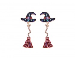Witch Hat & Broom Halloween Hook Earrings