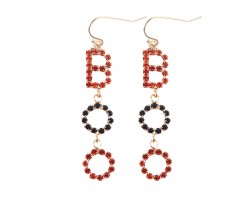 Orange Black BOO Halloween Hook Earrings