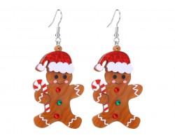 Christmas Gingerbread Man Hook Earrings