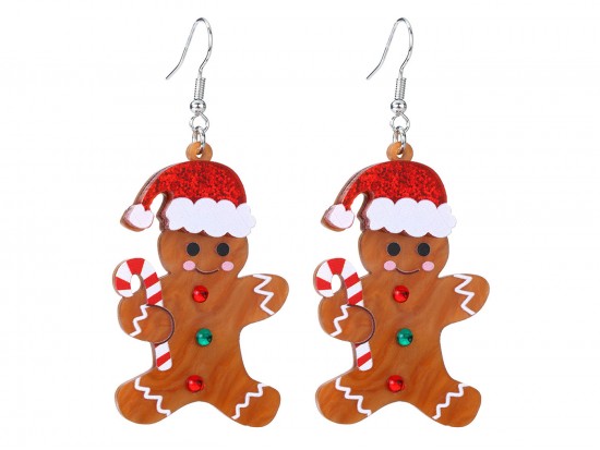 Christmas Gingerbread Man Hook Earrings
