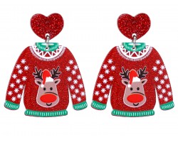 Christmas Rudolph Reindeer Sweater Post Earrings