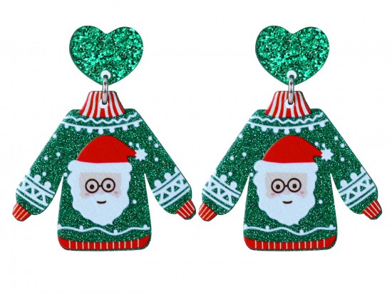 Christmas Santa Clause Sweater Post Earrings