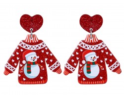 Christmas Snowman Sweater Post Earrings