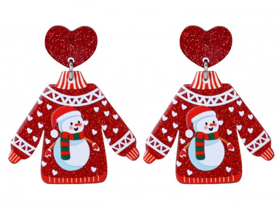 Christmas Snowman Sweater Post Earrings Christmas Snowman Sweater Post Earrings