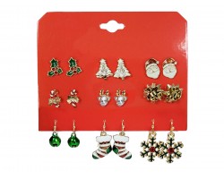 Christmas Theme Earrings 9pr Set