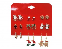 Christmas Theme Earrings 9pr Set