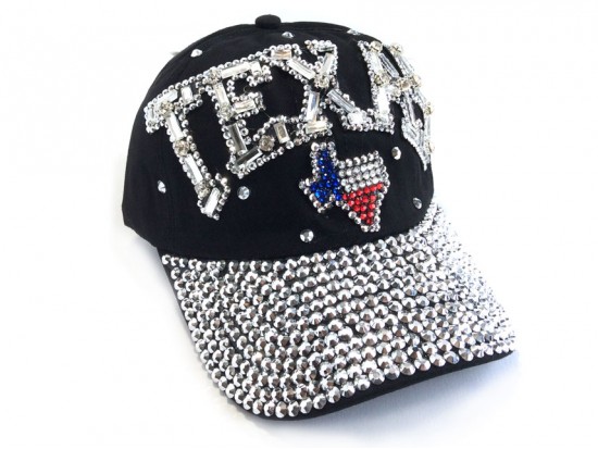 Texas Map Crystal Black Ball Cap