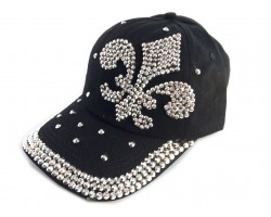 Fleur De Lis Crystal Black Cap