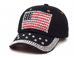 USA Flag Crystal Black Cap USA Flag Crystal Black Cap