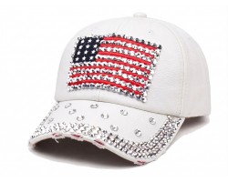 USA Flag Crystal White Cap USA Flag Crystal White Cap
