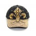 Gold Fleur De Lis Crystal Black Ball Cap