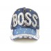 Clear Crystal BOSS Dark Blue Denim Baseball Cap