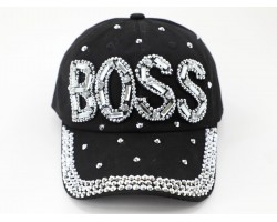 Clear Crystal BOSS Black Baseball Cap