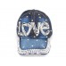 Blue Dark Denim Clear Crystal LOVE Baseball Cap