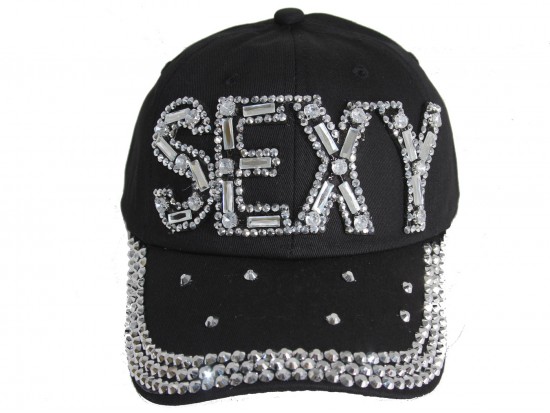 Clear Crystal SEXY Black Baseball Cap Clear Crystal SEXY Black Baseball Cap